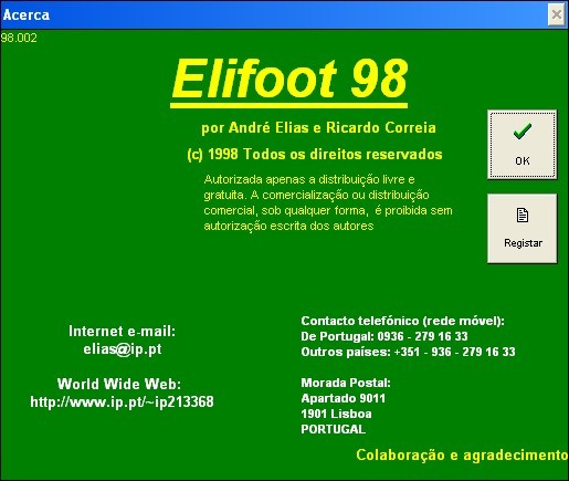 Capa do jogo Elifoot 98