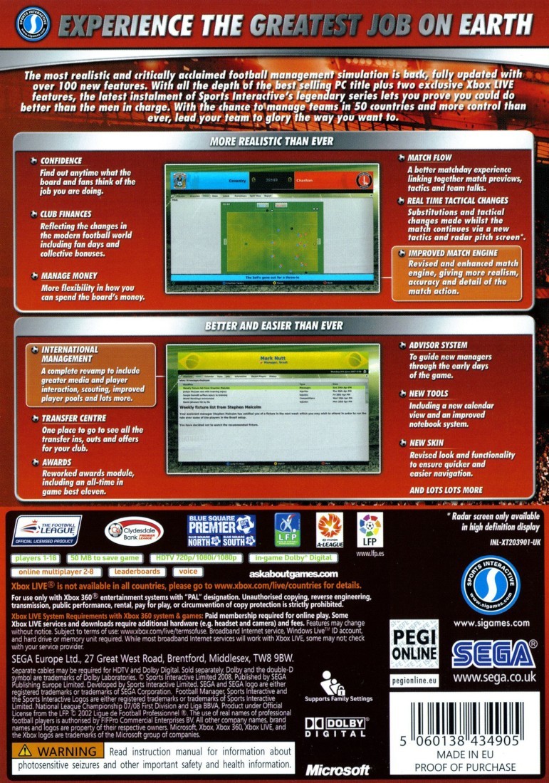 Capa do jogo Football Manager 2008
