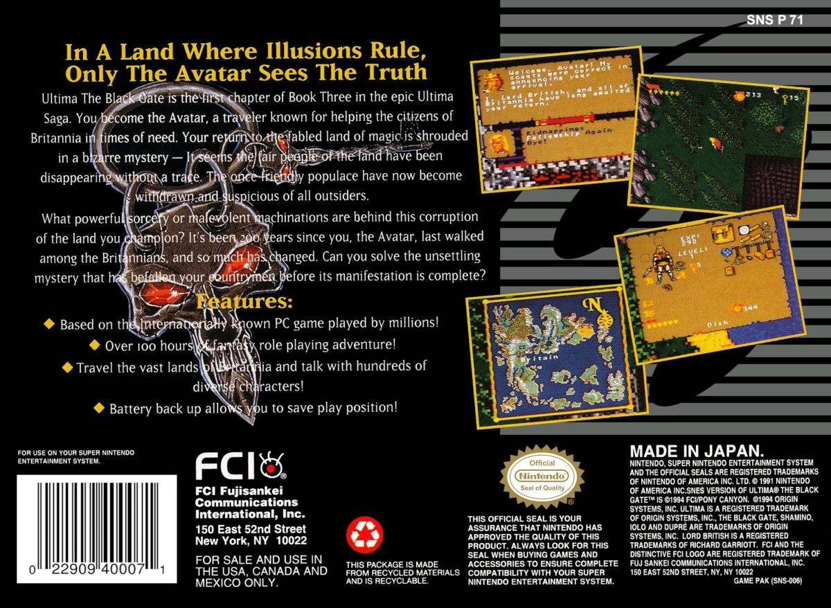 Capa do jogo Ultima: The Black Gate