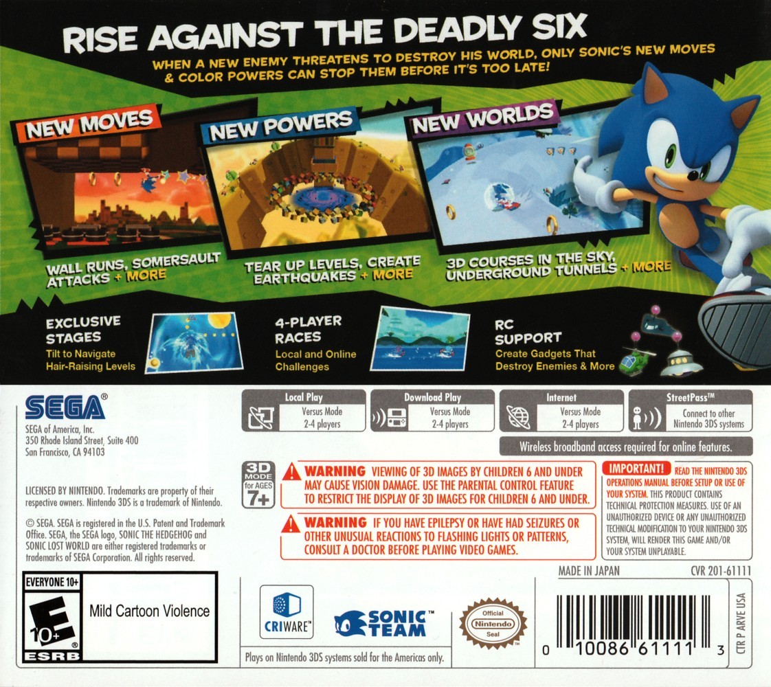 Capa do jogo Sonic Lost World