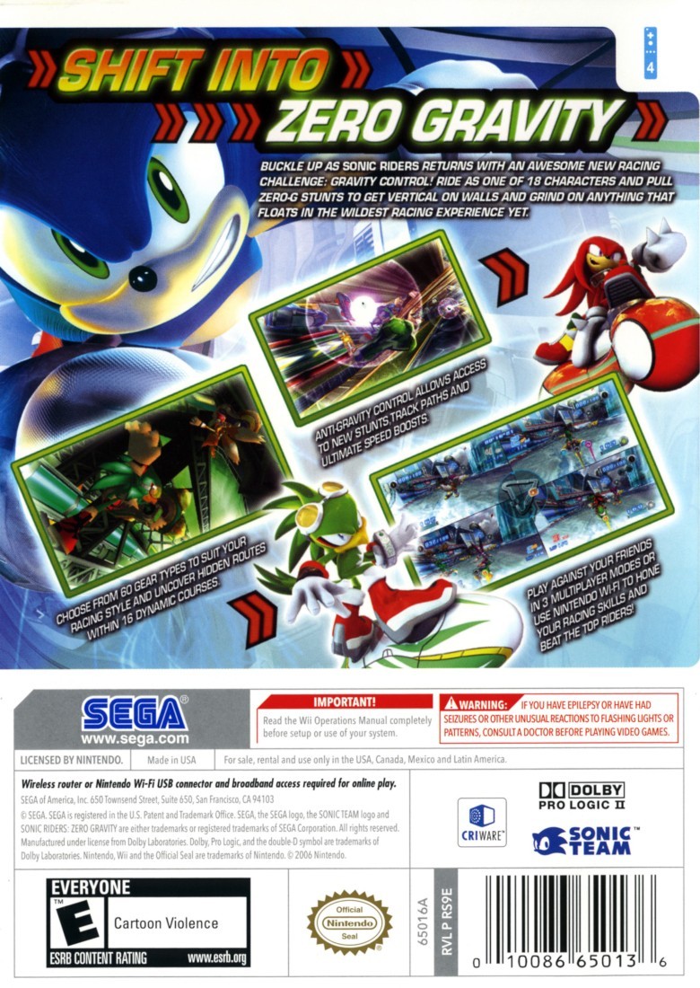 Capa do jogo Sonic Riders: Zero Gravity