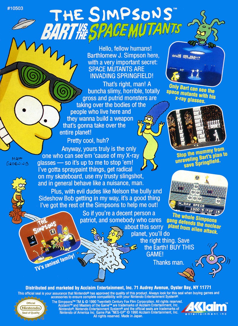 Capa do jogo The Simpsons: Bart vs. the Space Mutants