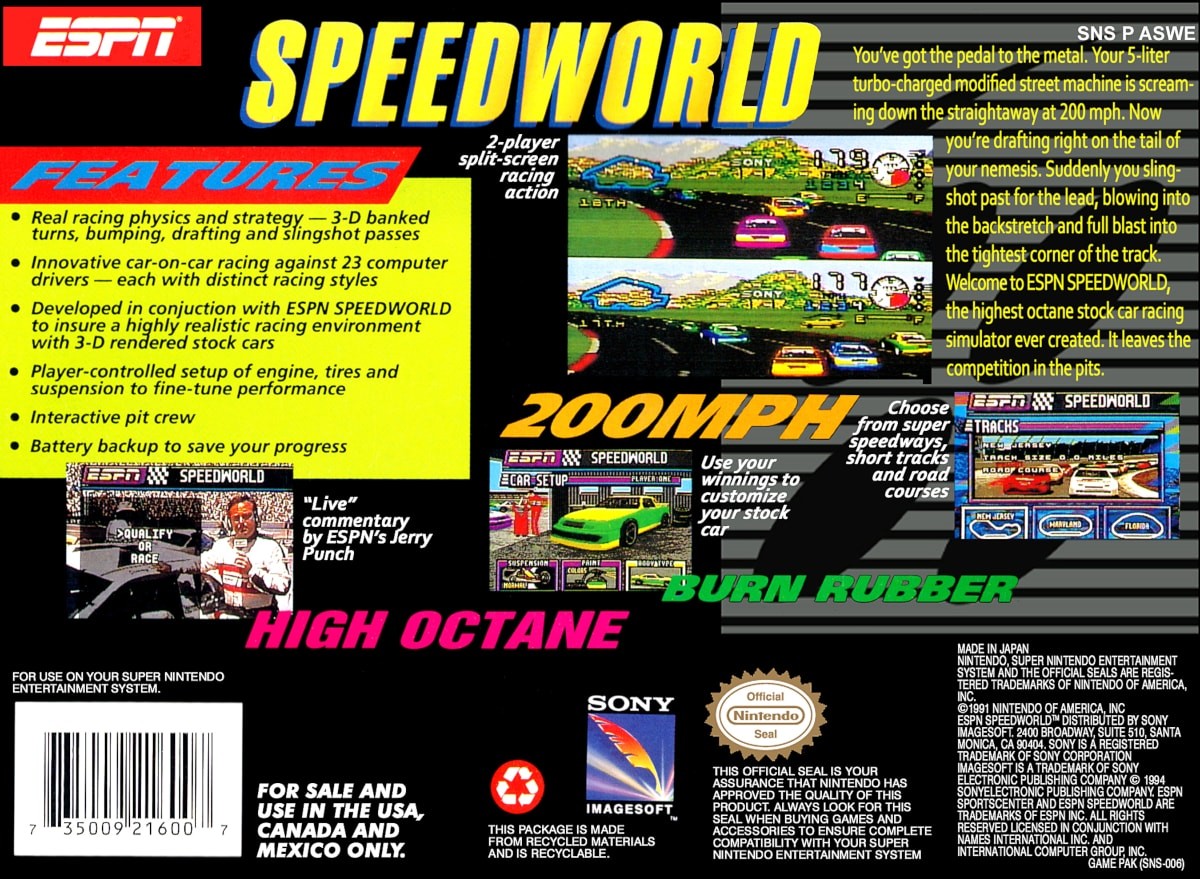 Capa do jogo ESPN Speedworld