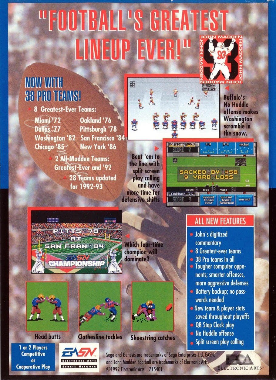 Capa do jogo John Madden Football 93