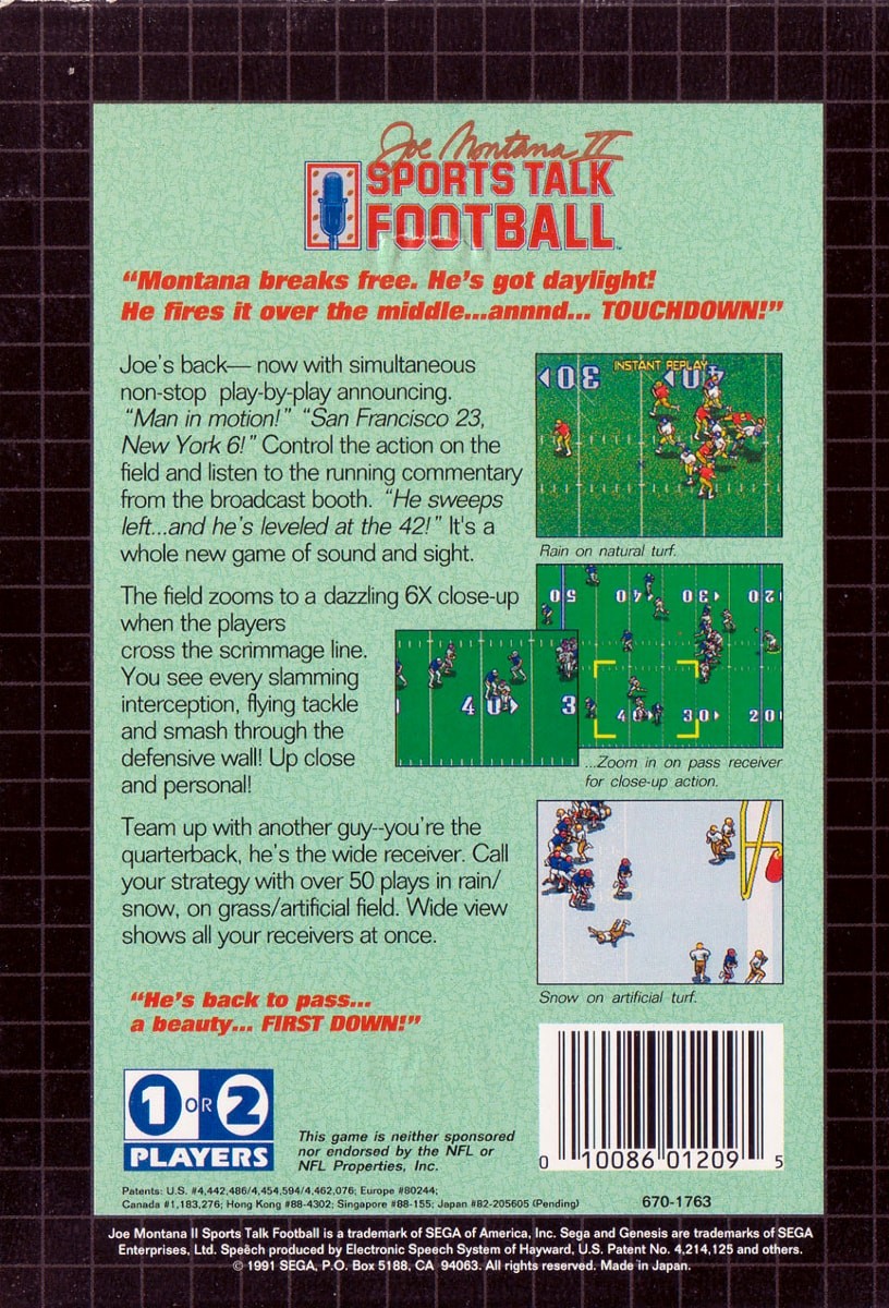 Capa do jogo Joe Montana II Sports Talk Football