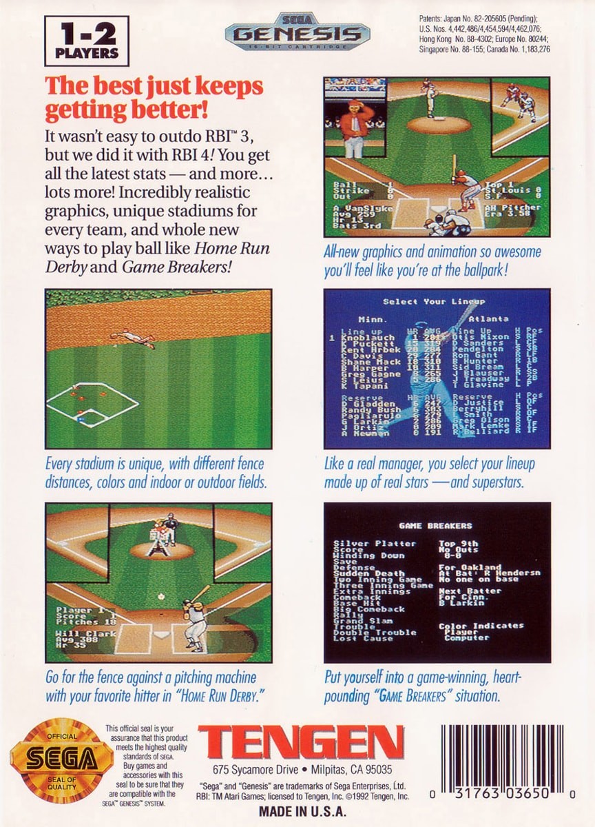 Capa do jogo R.B.I. Baseball 4