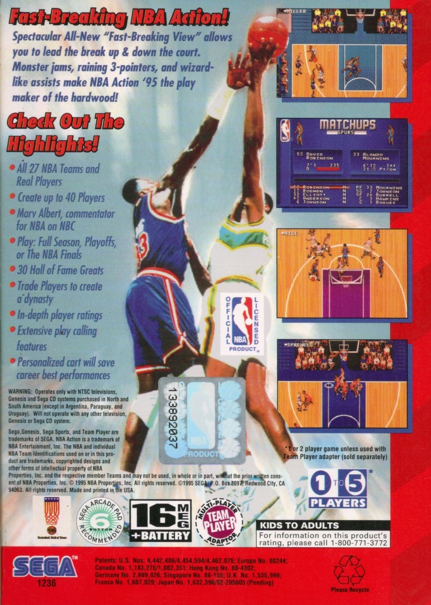 Capa do jogo NBA Action 95 Starring David Robinson