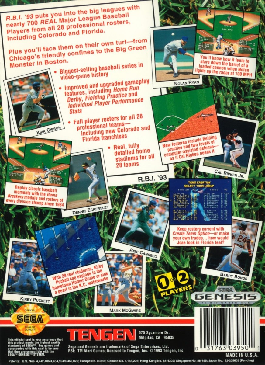 Capa do jogo R.B.I. Baseball 93