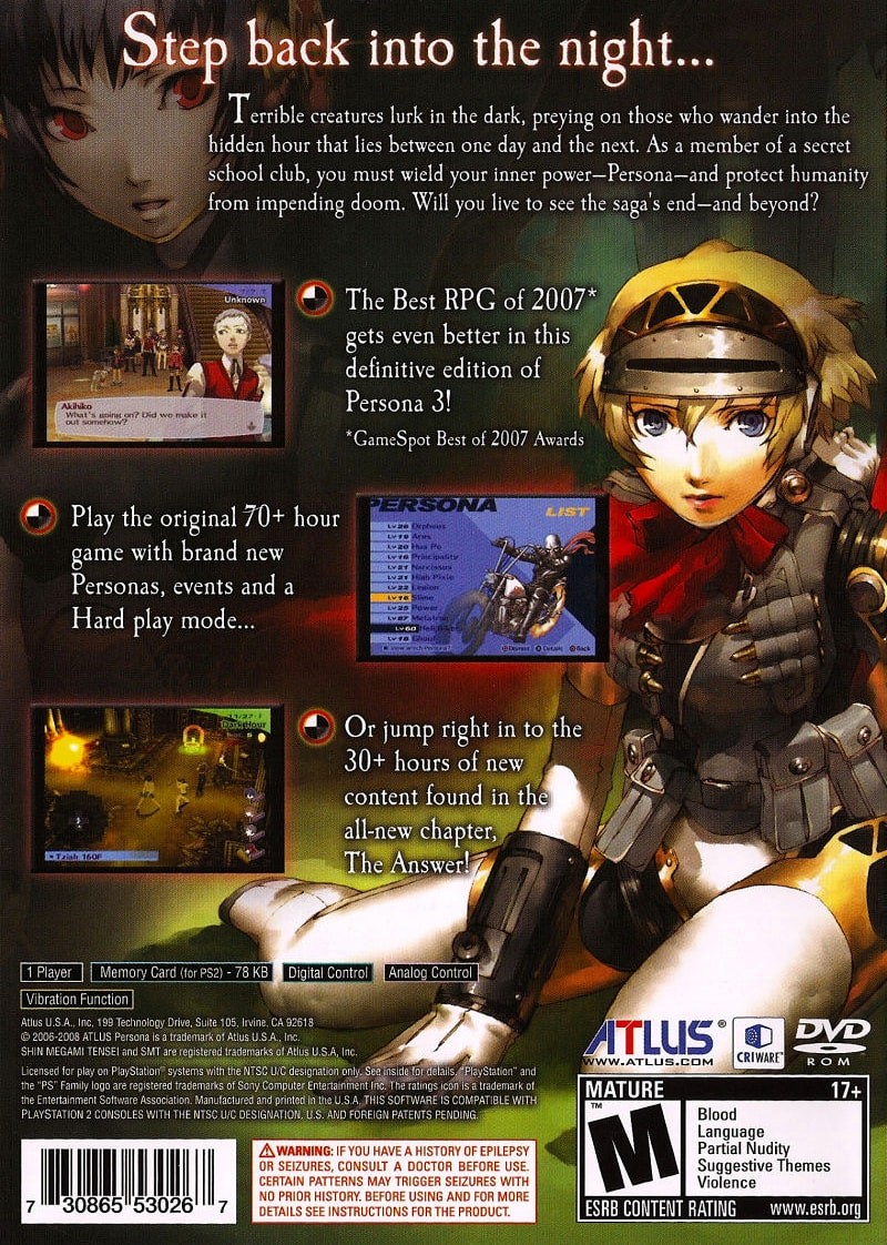 Capa do jogo Shin Megami Tensei: Persona 3 FES