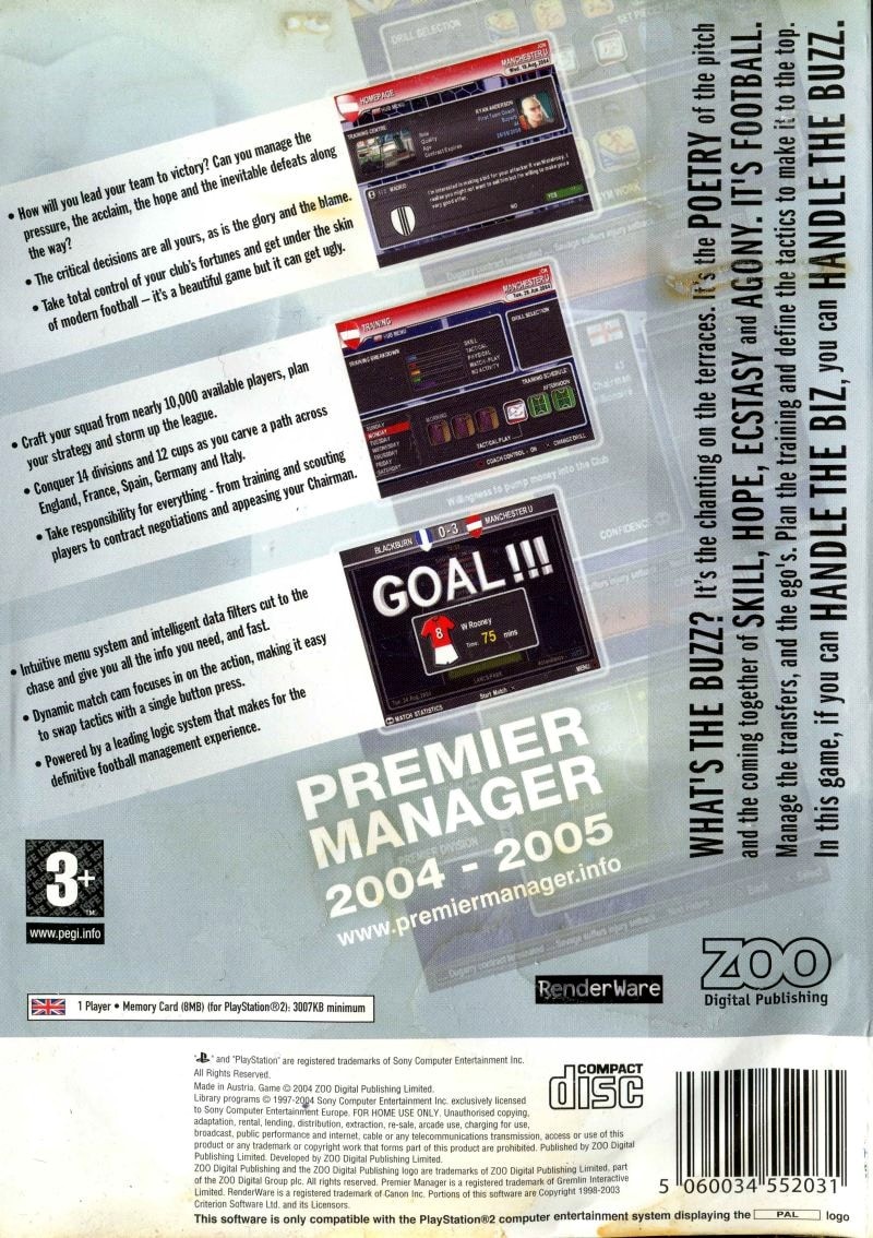 Capa do jogo Premier Manager 2004-2005