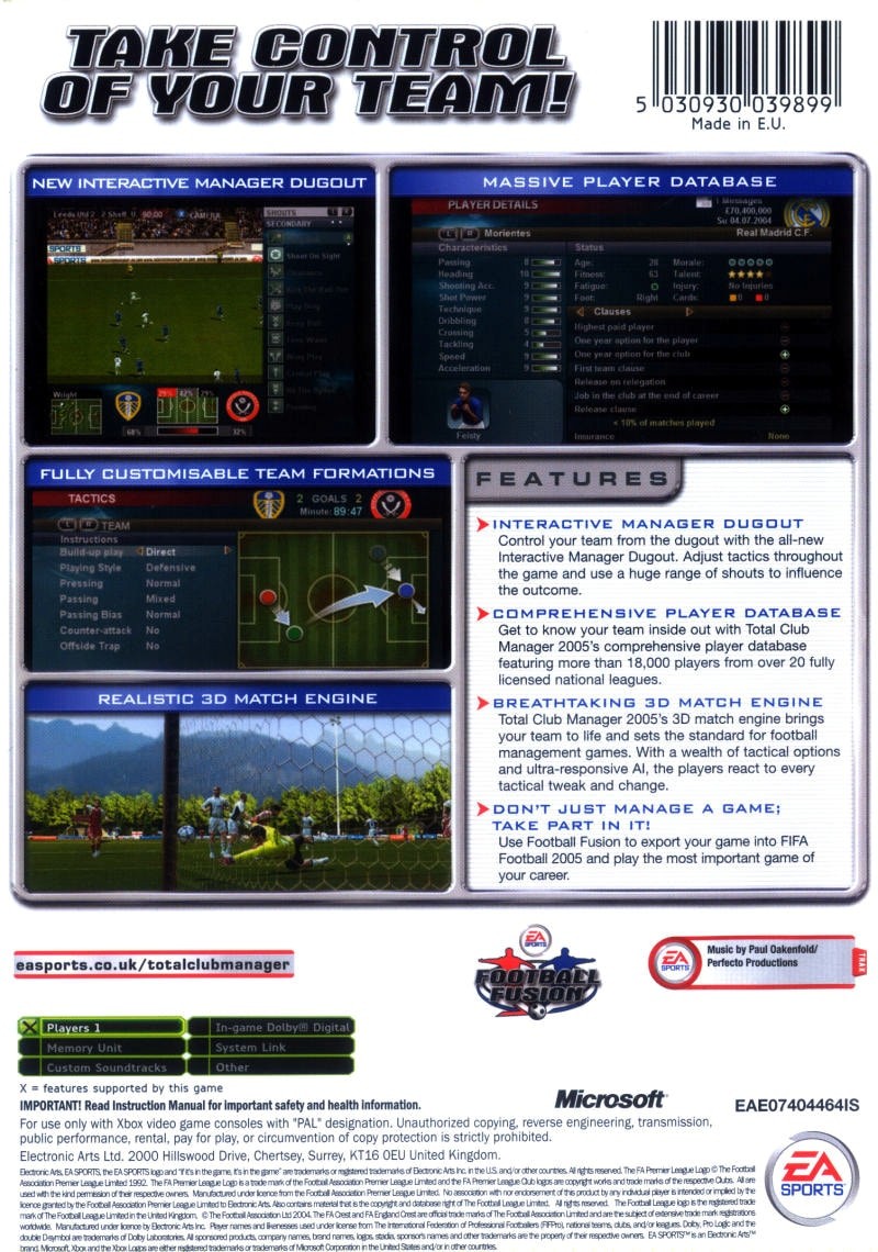 Capa do jogo Total Club Manager 2005