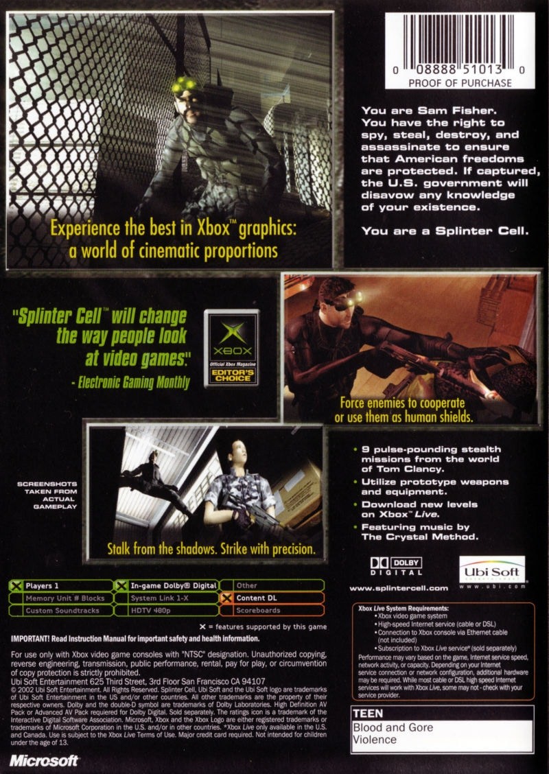 Capa do jogo Tom Clancys Splinter Cell