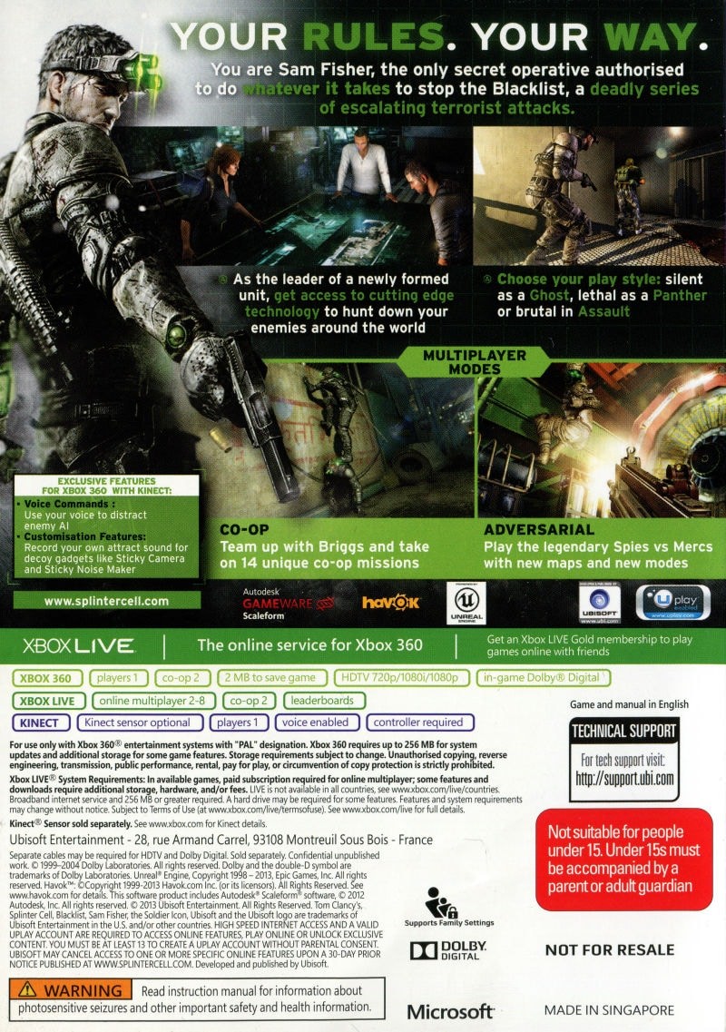 Capa do jogo Tom Clancys Splinter Cell: Blacklist