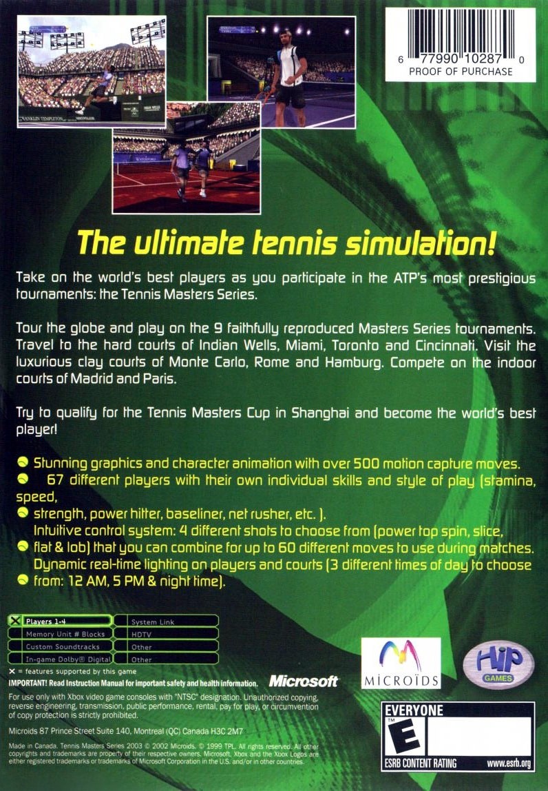 Capa do jogo Tennis Masters Series 2003