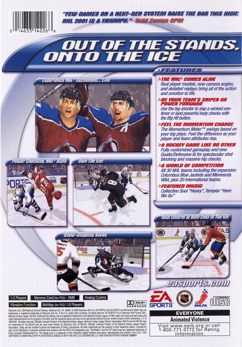 Capa do jogo NHL 2001