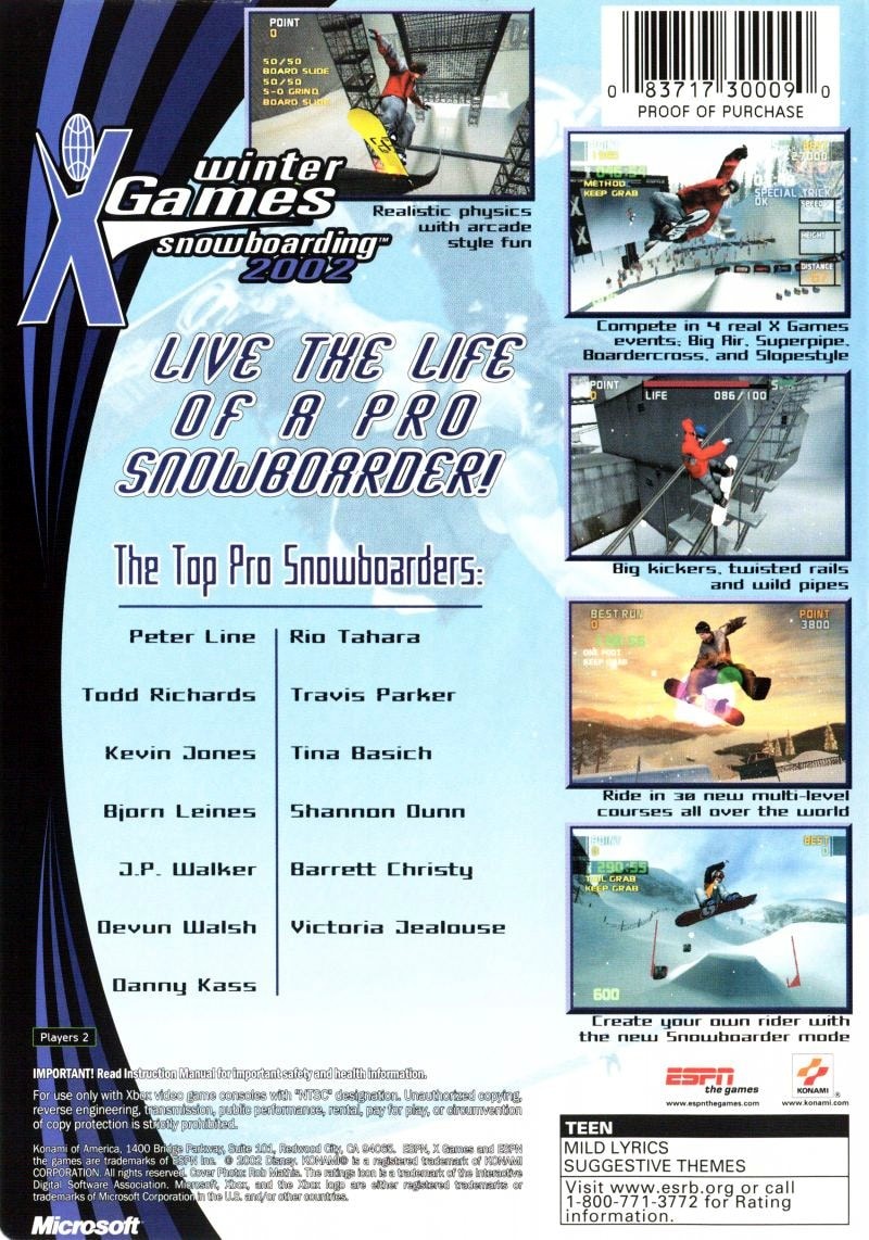Capa do jogo ESPN Winter X Games Snowboarding 2002