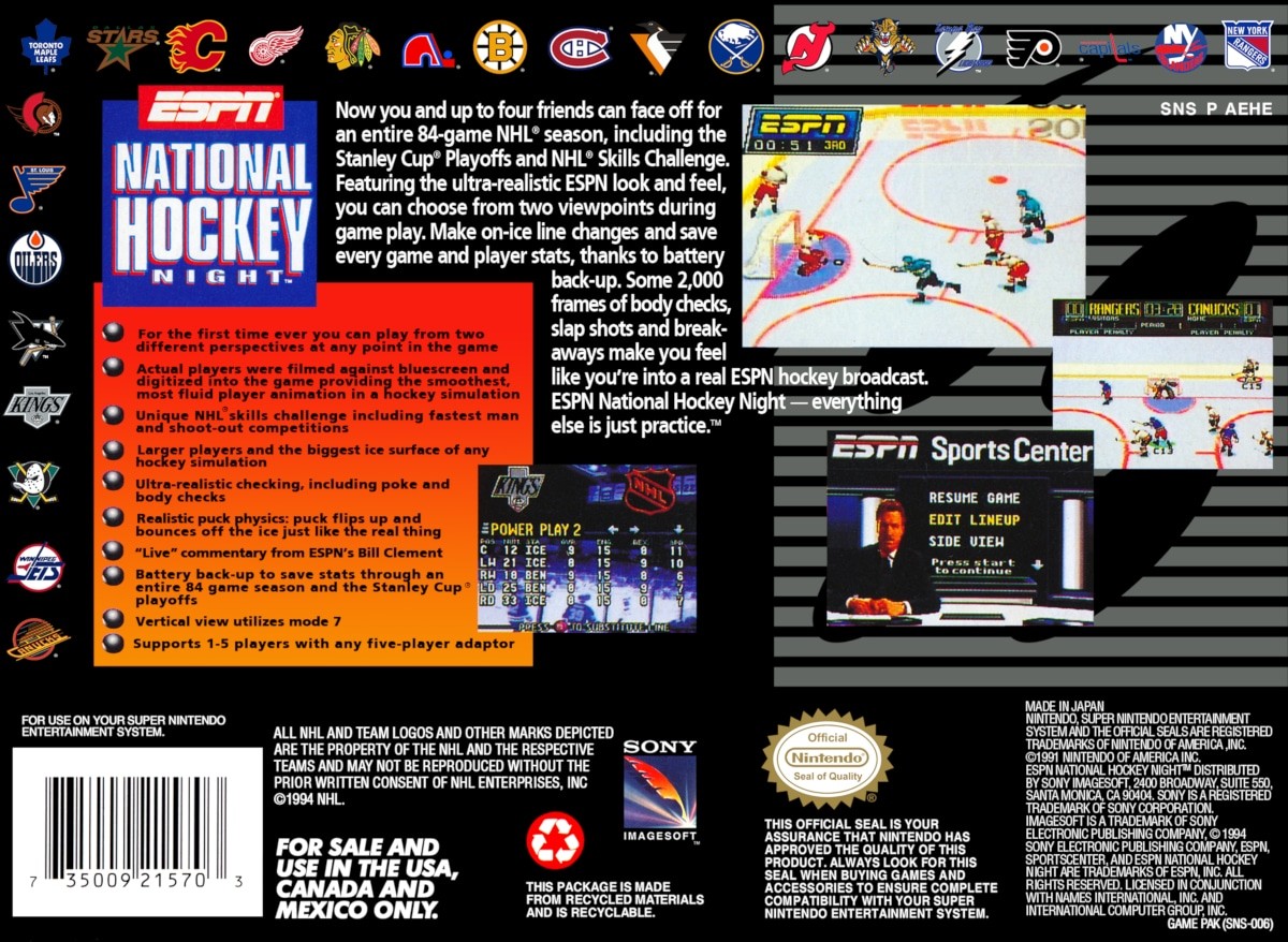Capa do jogo ESPN National Hockey Night