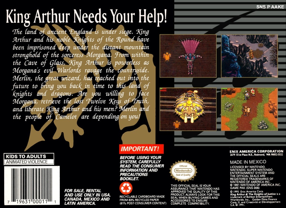 Capa do jogo King Arthur & the Knights of Justice