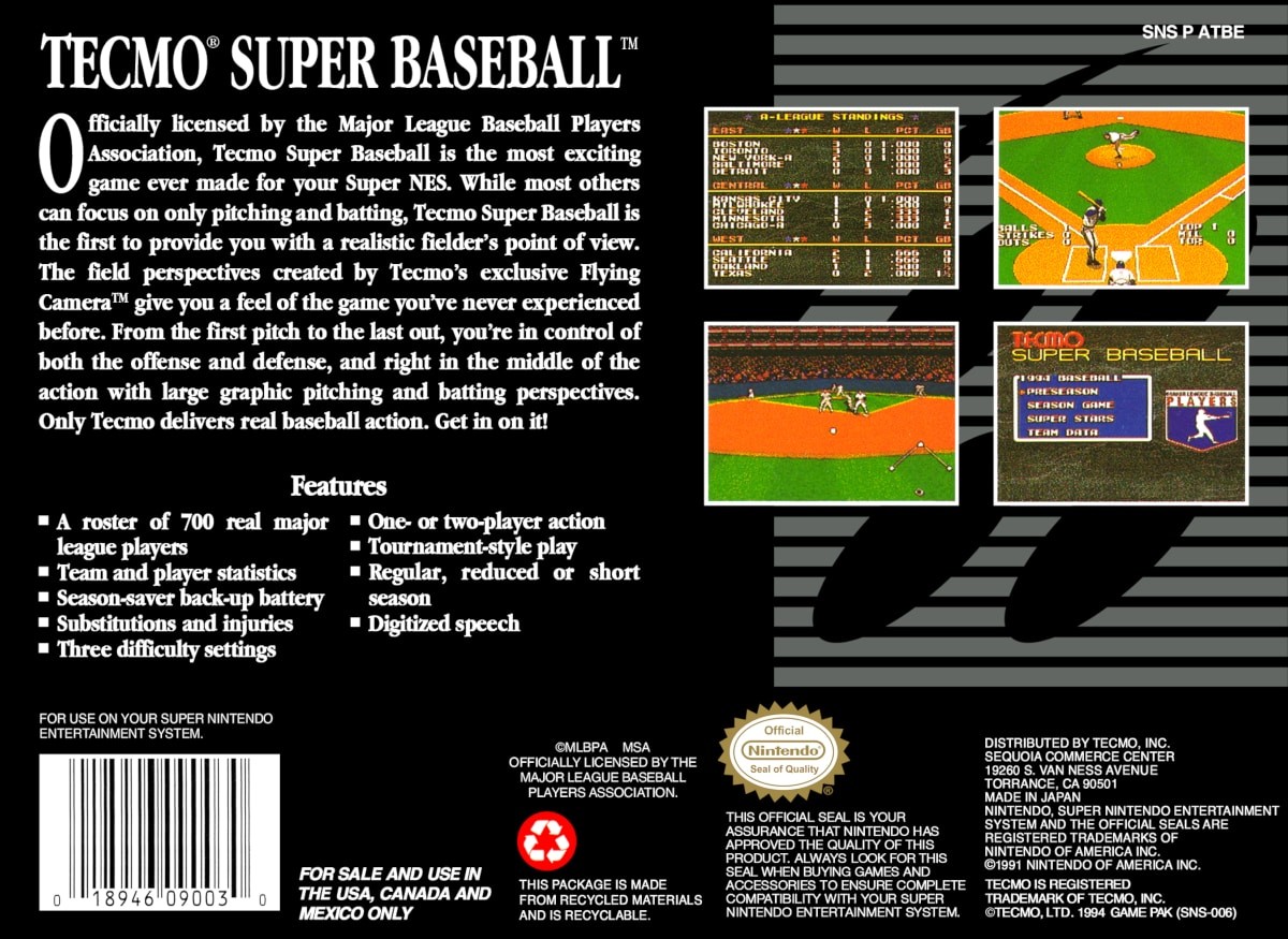 Capa do jogo Tecmo Super Baseball