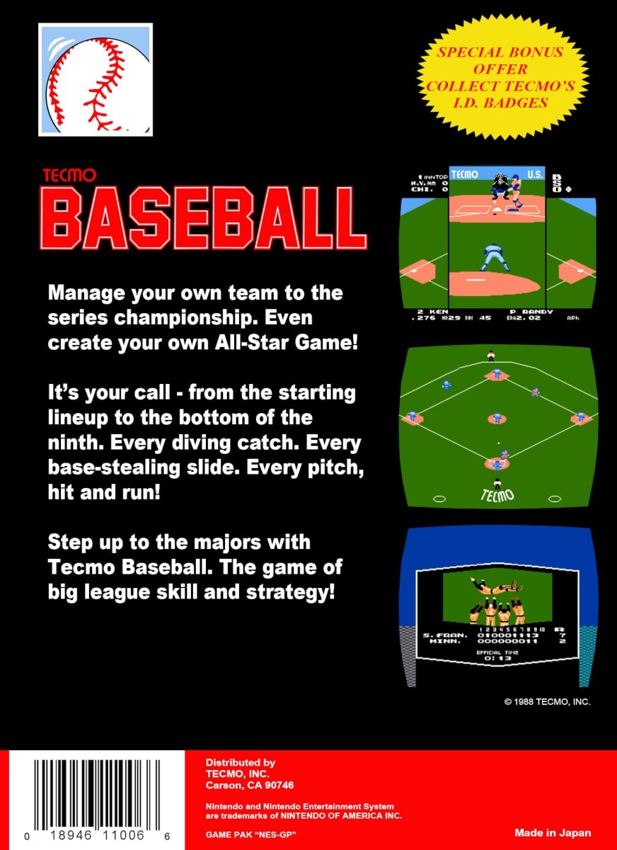 Capa do jogo Tecmo Baseball