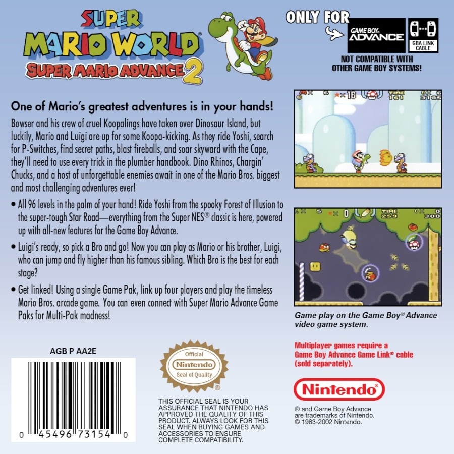 Capa do jogo Super Mario World: Super Mario Advance 2