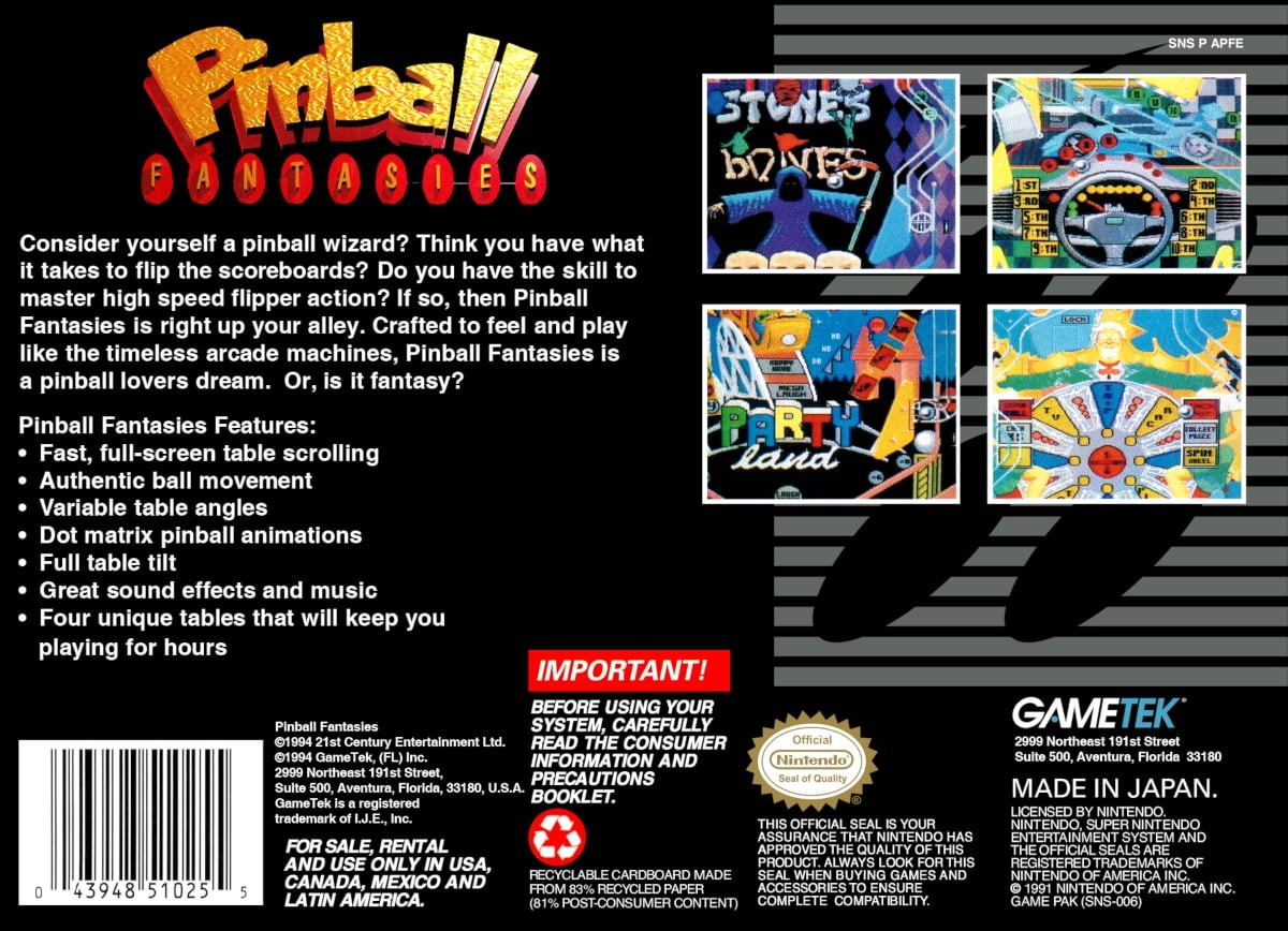 Capa do jogo Pinball Fantasies