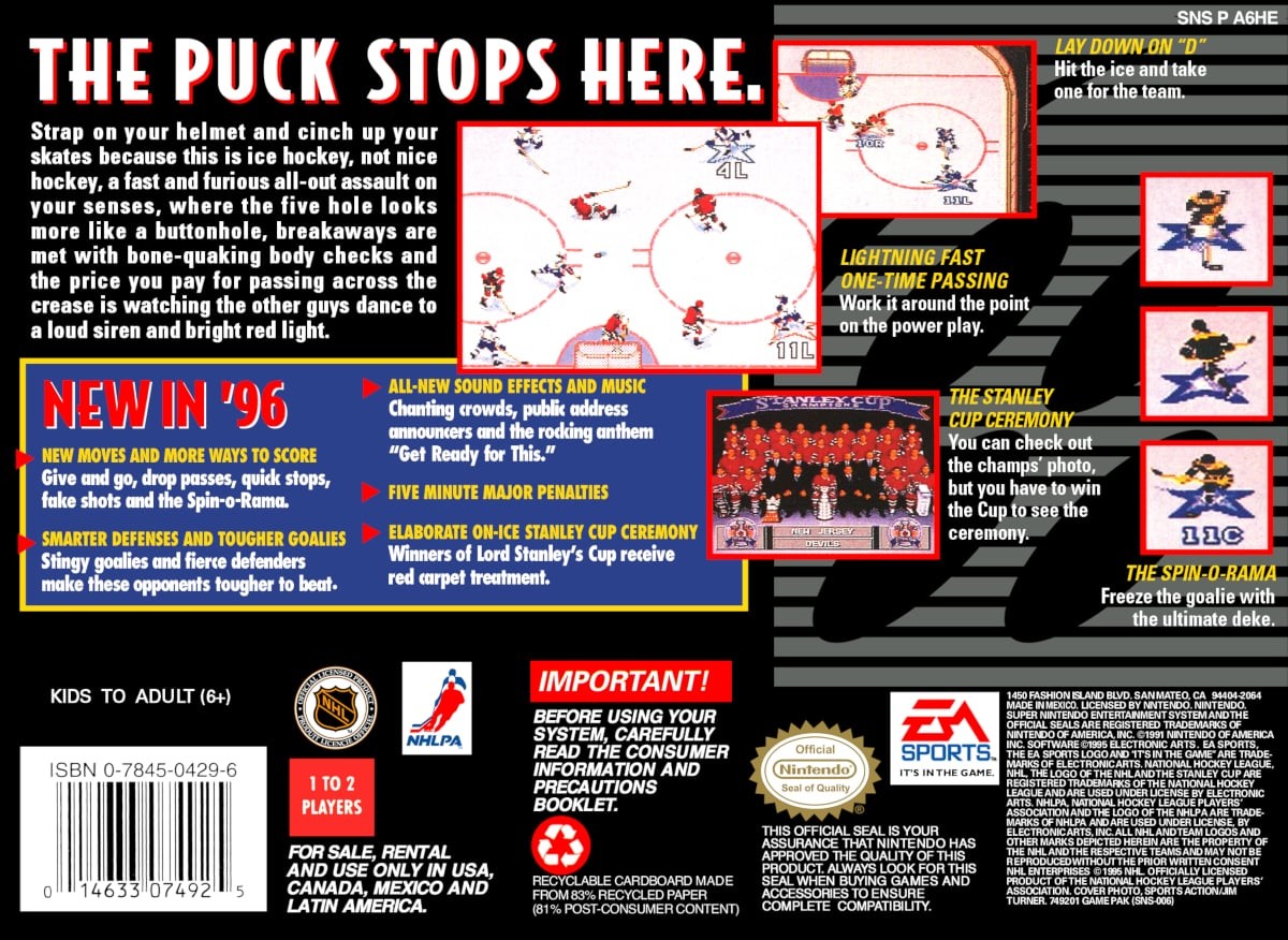Capa do jogo NHL 96