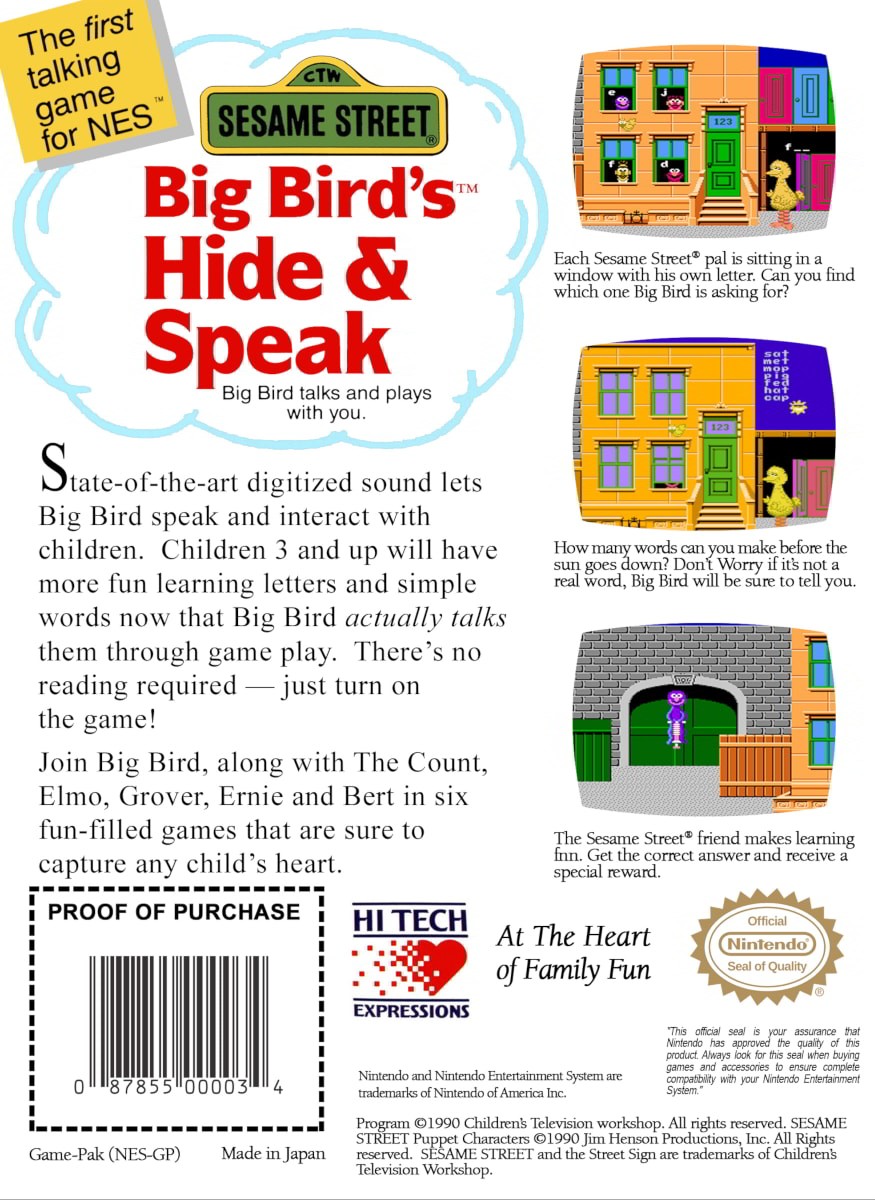 Capa do jogo Sesame Street: Big Birds Hide & Speak