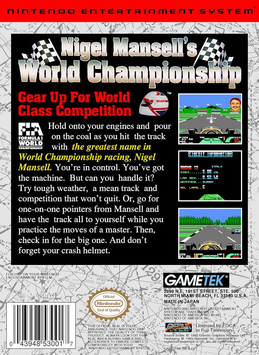 Capa do jogo Nigel Mansells World Championship Racing
