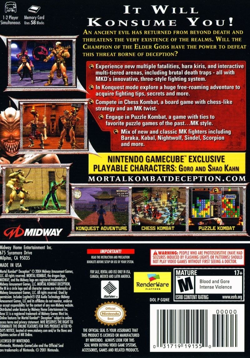 Capa do jogo Mortal Kombat: Deception