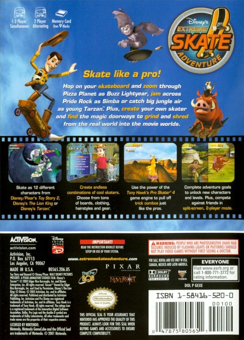 Capa do jogo Disneys Extreme Skate Adventure