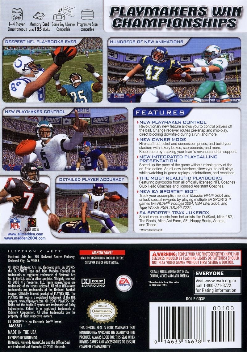 Capa do jogo Madden NFL 2004