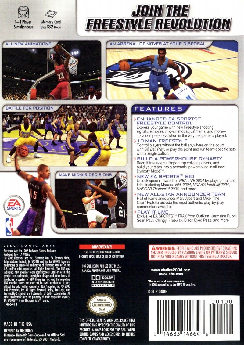 Capa do jogo NBA Live 2004