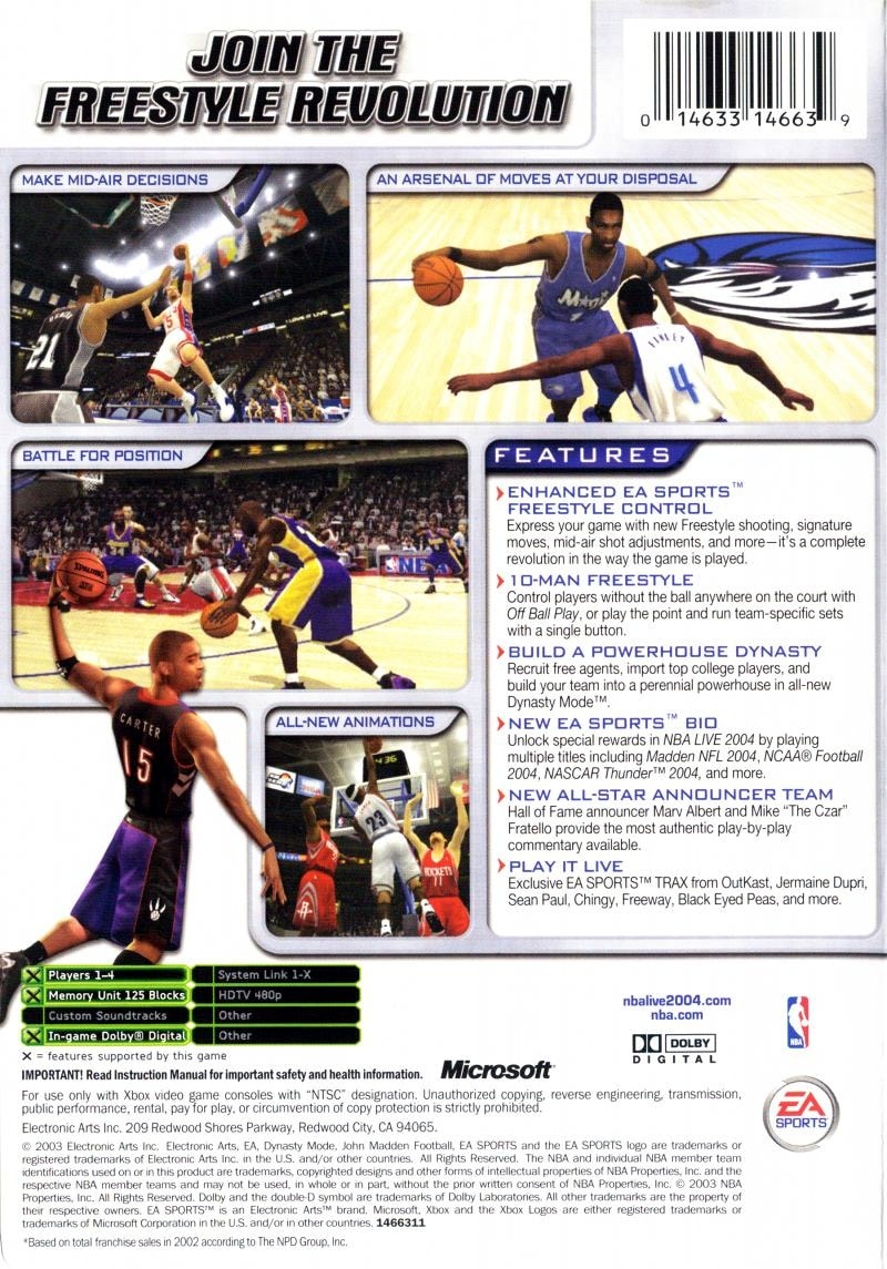 Capa do jogo NBA Live 2004