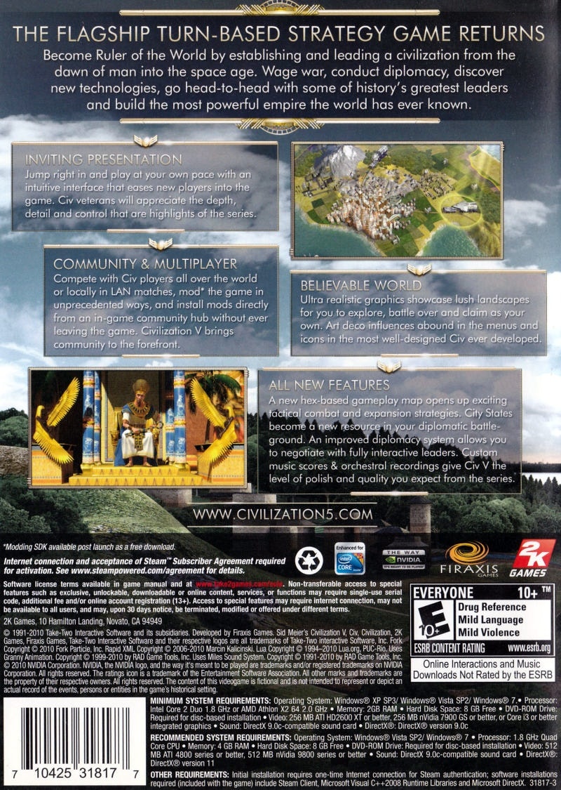 Capa do jogo Sid Meiers Civilization V