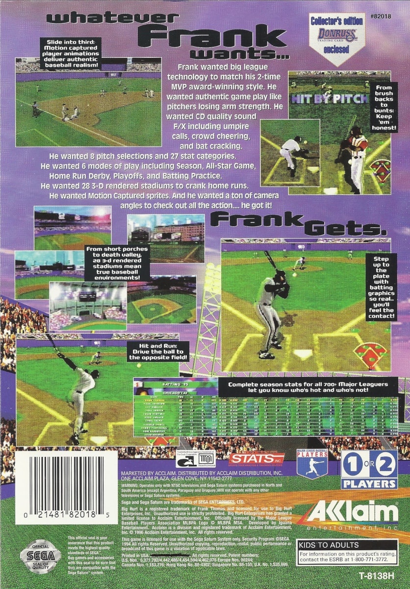 Capa do jogo Frank Thomas Big Hurt Baseball