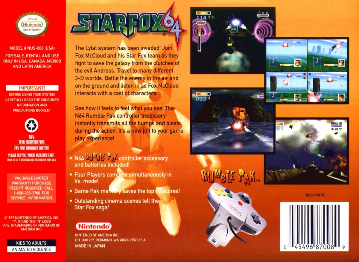 Capa do jogo Star Fox 64