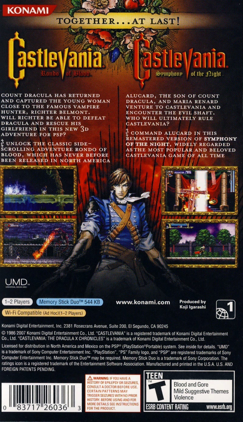 Capa do jogo Castlevania: The Dracula X Chronicles