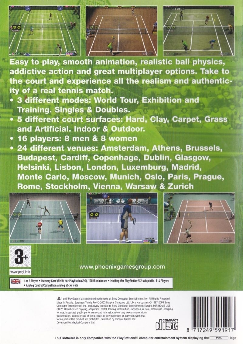 Capa do jogo European Tennis Pro