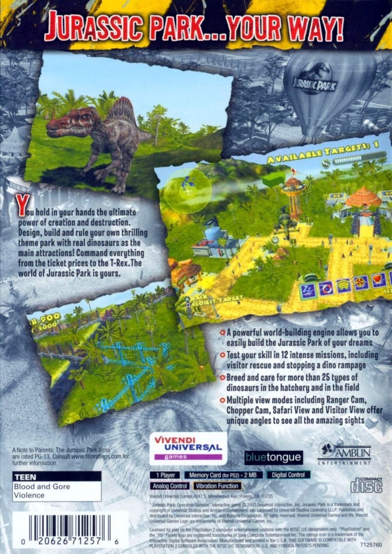 Capa do jogo Jurassic Park: Operation Genesis