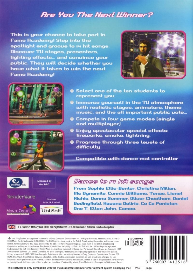 Capa do jogo Fame Academy: Dance Edition
