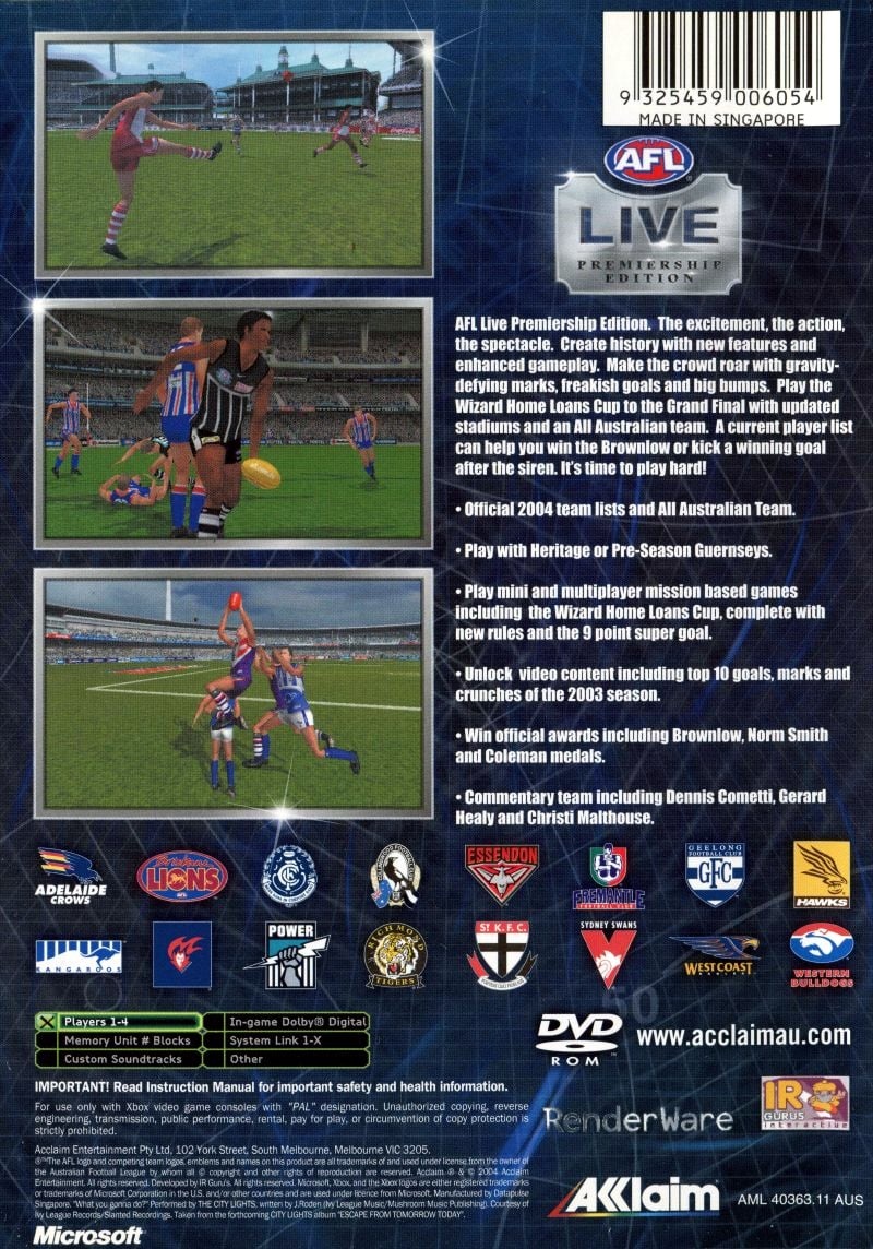 Capa do jogo AFL Live: Premiership Edition