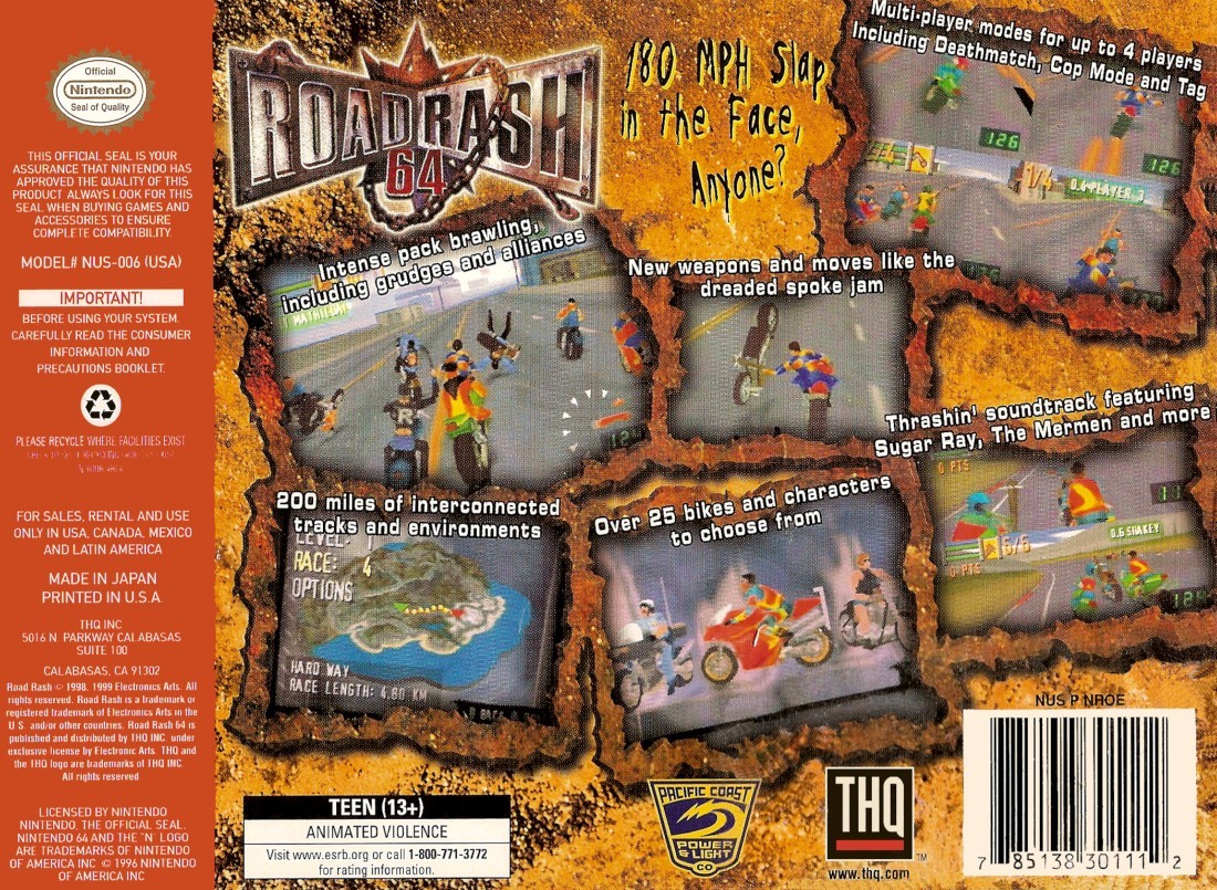 Capa do jogo Road Rash 64