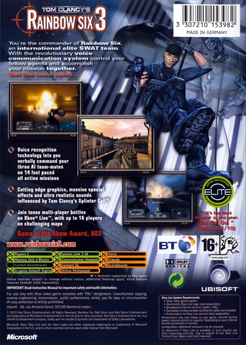 Capa do jogo Tom Clancys Rainbow Six 3