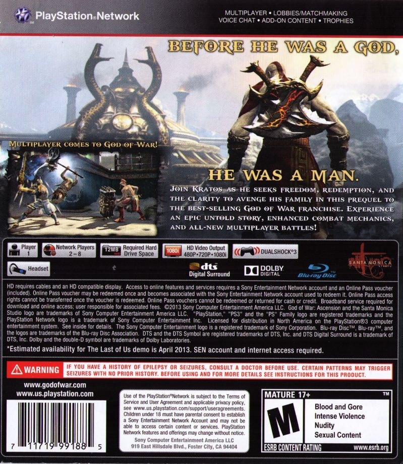 Capa do jogo God of War: Ascension