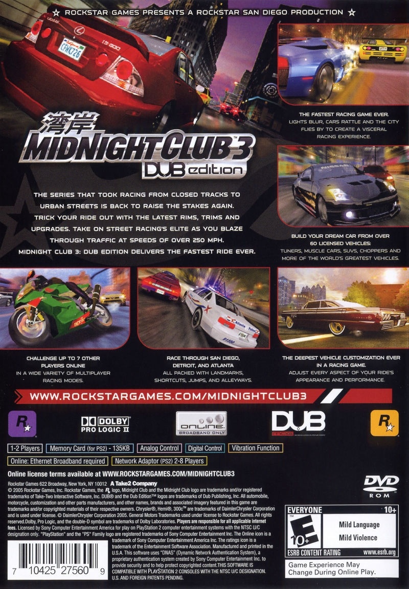 Capa do jogo Midnight Club 3: DUB Edition