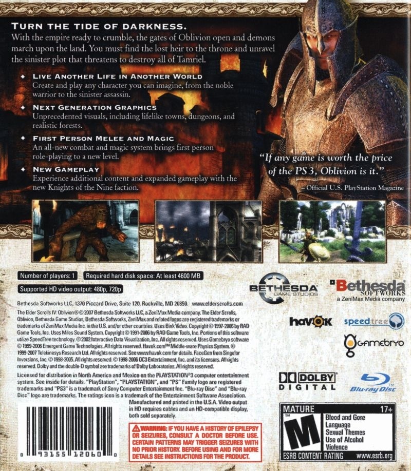 Capa do jogo The Elder Scrolls IV: Oblivion