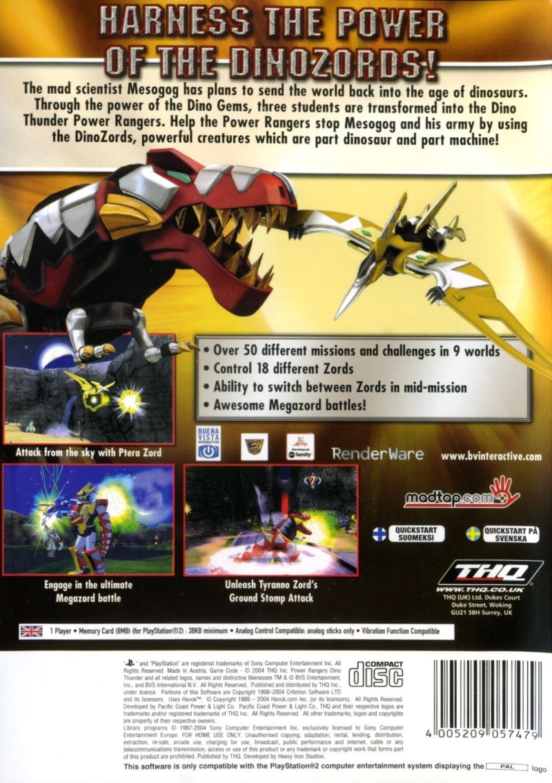 Capa do jogo Power Rangers: Dino Thunder