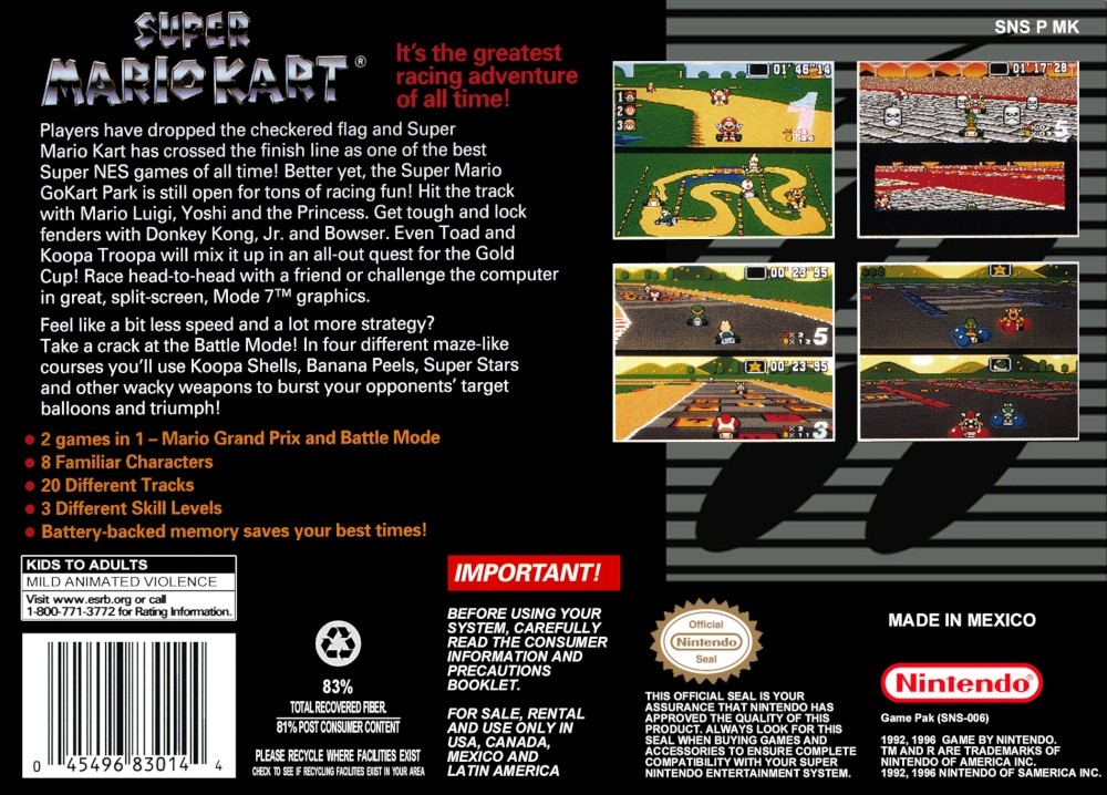 Capa do jogo Super Mario Kart