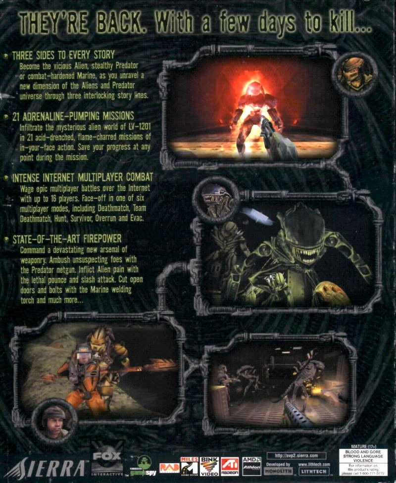 Capa do jogo Aliens Versus Predator 2